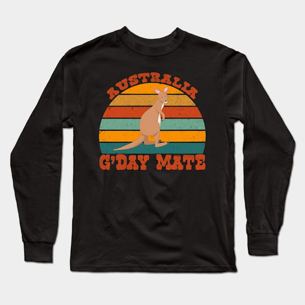 Vintage Australian Gday Mate with Kangaroo Long Sleeve T-Shirt by tropicalteesshop